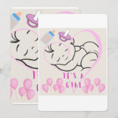 Invitation Modèle « C'est une fille » pour célébrer l'arrivée (Devant / Derrière)