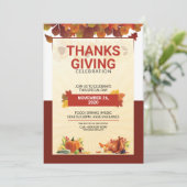 Invitation Modèle circulaire de fête de Thanksgiving (Debout devant)