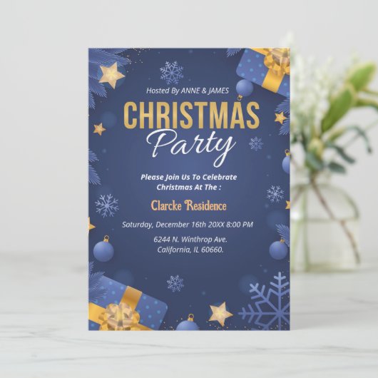 Invitation Modèle d'affiche de fête de Noël joyeuse (Debout devant)