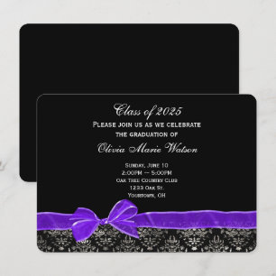 Invitation Modèle damas de diplôme avec arc violet