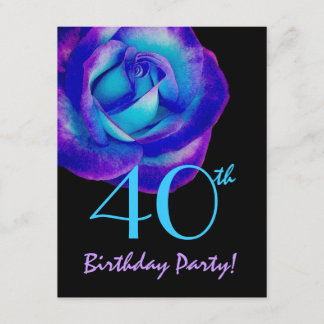 Invitation Modèle d'anniversaire 40 ans Rose Violet et Bleu W