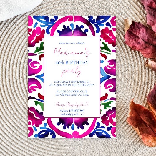 Invitation Modèle d'anniversaire carreaux de Talavera mexicai