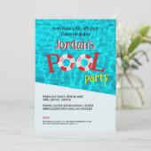 Invitation Modèle d'anniversaire de la fête de la piscine sur (Debout devant)