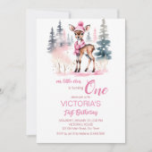 Invitation Modèle d'anniversaire des filles d'hiver des cerfs (Devant)