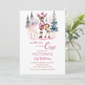 Invitation Modèle d'anniversaire des filles d'hiver des cerfs (Debout devant)