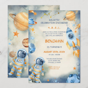 Invitation Modèle d'anniversaire d'espace personnalisé