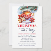Invitation Modèle d'aquarelle de fête du thé de Noël (Devant)