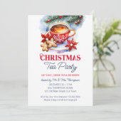 Invitation Modèle d'aquarelle de fête du thé de Noël (Debout devant)