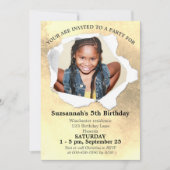 Invitation Modèle d'aquarelle photo personnalisée Forme de po (Devant)