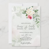 Invitation Modèle d'aquarelle rose eucalyptus mariage (Devant)