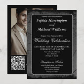 Invitation Modèle d'art numérique élégant gris noir moderne (Devant / Derrière)