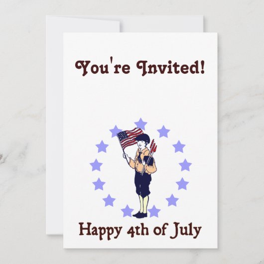 Invitation modèle d'art vintage pour le 4 juillet (Devant)