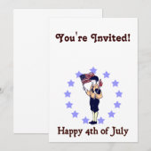 Invitation modèle d'art vintage pour le 4 juillet (Devant / Derrière)
