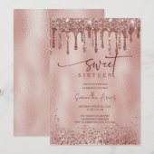 Invitation Modèle de 16 ans doux en or rose modifiable (Devant / Derrière)