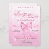 Invitation Modèle de Baby shower de Bow rose (Devant / Derrière)
