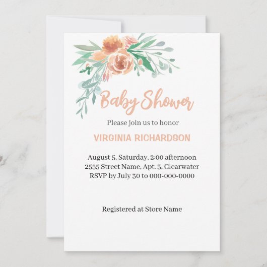 Invitation Modèle de Baby shower précieux (Devant)