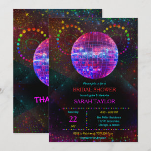 Invitation Modèle de Baby Shower Rétro Disco pour Mariée