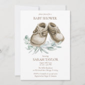 Invitation Modèle de Baby shower Rustique Boho Booties (Devant)