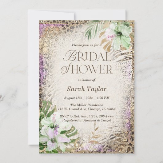 Invitation Modèle de Baby Shower sur le thème de l'Imprimé Lé (Devant)