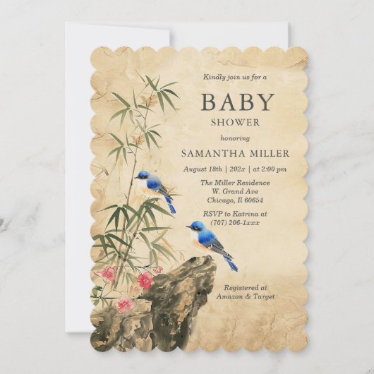 Invitation Modèle de Baby Shower Vintage Rustique (Devant)