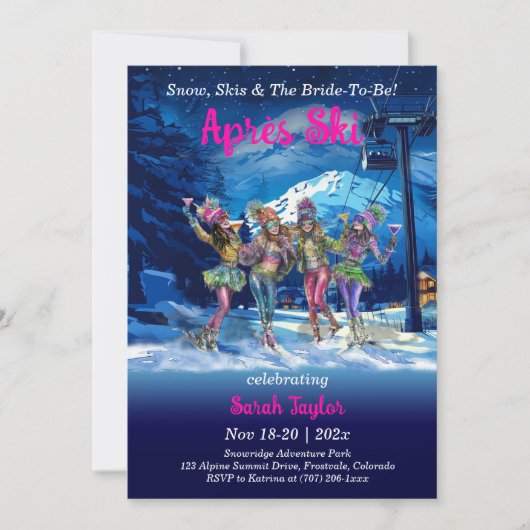Invitation Modèle de bachelorette après ski modifiable (Devant)