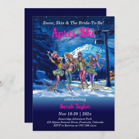 Invitation Modèle de bachelorette après ski modifiable (Devant / Derrière)