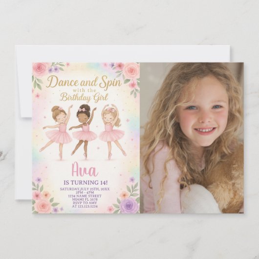 Invitation Modèle de ballet Princesse sur mesure avec photo (Devant)
