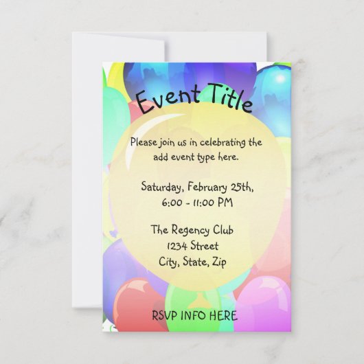 Invitation Modèle de ballon (Devant)