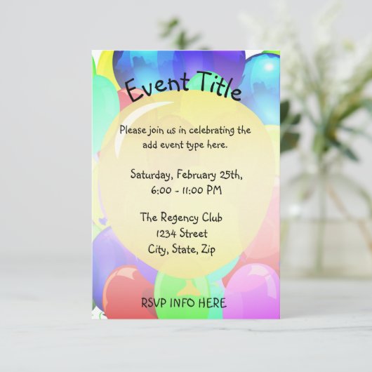 Invitation Modèle de ballon (Debout devant)