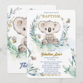Invitation Modèle de baptême de koala personnalisé (Devant / Derrière)