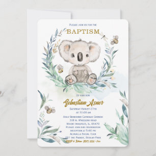 Invitation Modèle de baptême Koala personnalisé