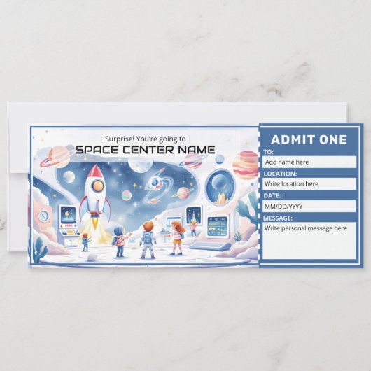 Invitation Modèle de billet du Centre spatial - Musée de l'es (Devant)