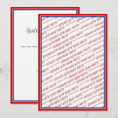 Invitation Modèle de cadre photo blanc et bleu rouge (Devant / Derrière)