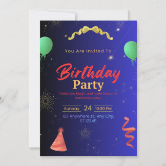 Invitation Modèle de carton d'invitation à une fête d'anniver