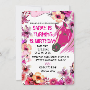 Invitation Modèle de carton d'invitation anniversaire Cowgirl