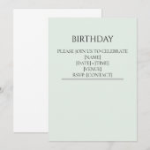 Invitation Modèle de carton d'invitation d'anniversaire vert (Devant / Derrière)
