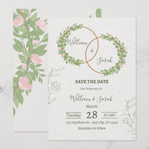 Invitation Modèle de carton d'invitation de mariage à motif f