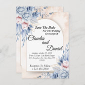 Invitation Modèle de carton d'invitation de mariage floral mo (Devant / Derrière)