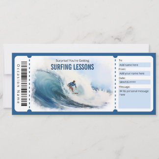 Invitation Modèle de certificat-cadeau de surf pour Surf Love