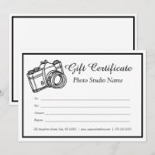 Invitation Modèle de certificat cadeau photo personnalisé (Devant / Derrière)