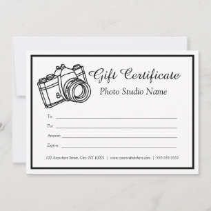 Invitation Modèle de certificat cadeau photo personnalisé