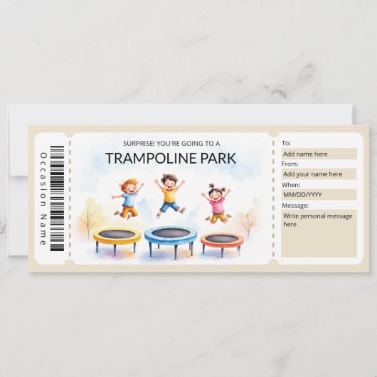 Invitation Modèle de certificat cadeau pour parc de trampolin (Devant)