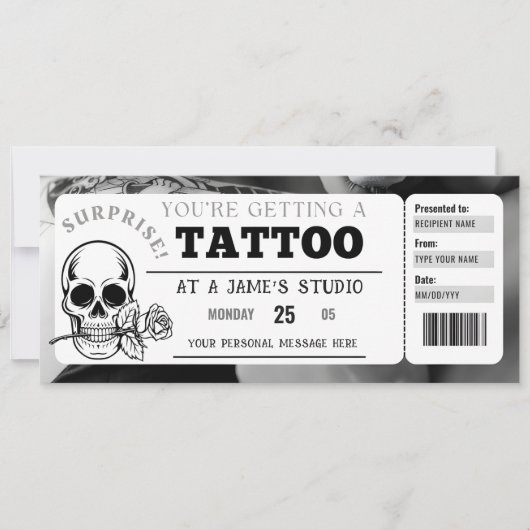 Invitation Modèle de certificat cadeau pour tatouage personna (Devant)