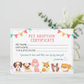 Invitation Modèle de certificat d'adoption d'animaux (Debout devant)