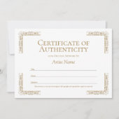 Invitation Modèle de certificat d'authenticité modifiable (Devant)