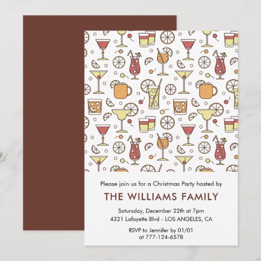 Invitation Modèle de cocktail pour soirée de Noël (Devant / Derrière)