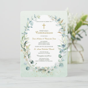 Invitation Modèle de communion jumeaux verdure