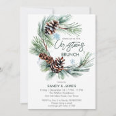 Invitation modèle de couronne de pin pour brunch de Noël (Devant)
