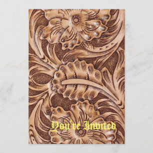 Invitation modèle de cuir tropelé country western cow-boy