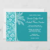 Invitation Modèle de damas bleu-vert d'été (Devant)